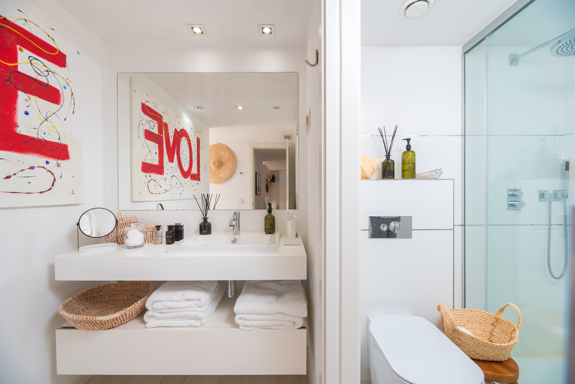Resa Estates apartment for sale in Ibiza marina botafoch modern bedroom and shower.jpg